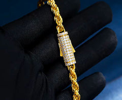 18k gold filled rope chain w/iced out clasps - Mjd Jewelry