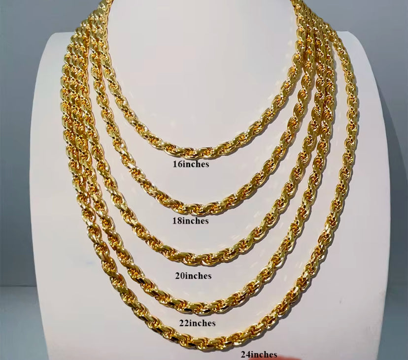 18k gold filled rope chain w/iced out clasps - Mjd Jewelry