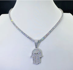 Hamsa pendant 925/moissanite - Mjd Jewelry