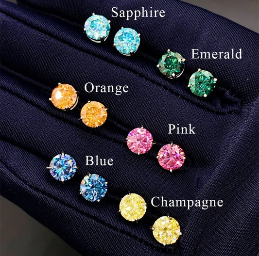 925 screwback Sterling silver luxury colorful moissanite earrings - Mjd Jewelry