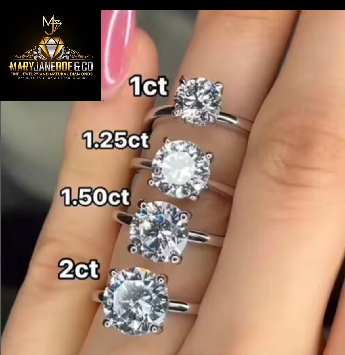 1 Carat Round Brilliant Cut Moissanite Diamond Solitaire Ring Engagement Rings for Women 925 - Mjd Jewelry