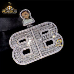 Custom Enamel Bail Personal Iced out Buss Down Luxury High-End Hip Hop Jewelry 925 Silver Baguette Moissanite Diamond Pendant - Mjd Jewelry