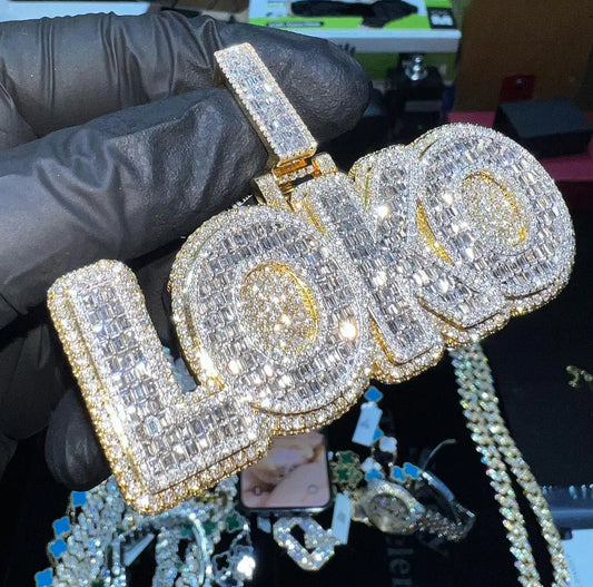 Iced out baguette pendant - Mjd Jewelry